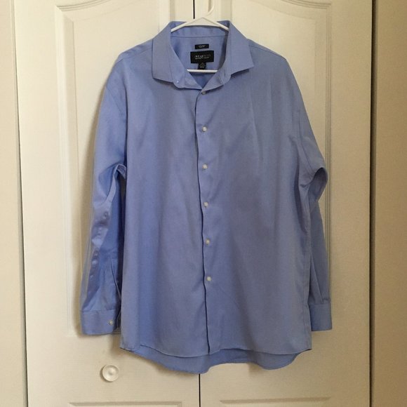 Awearness Kenneth Cole Non Iron Slim Fit Dress Long Sleeves Shirt Blue 18 34/35 - Picture 1 of 6